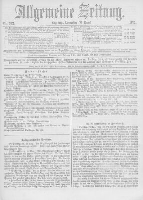 Allgemeine Zeitung Donnerstag 31. August 1871