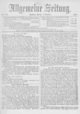 Allgemeine Zeitung Freitag 1. September 1871