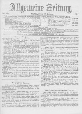 Allgemeine Zeitung Freitag 15. September 1871