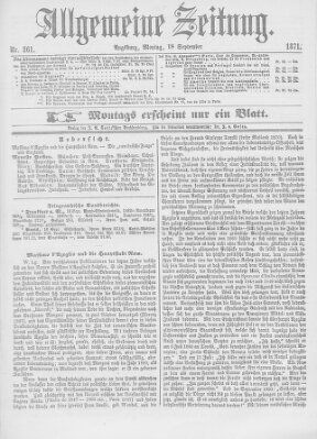 Allgemeine Zeitung Montag 18. September 1871