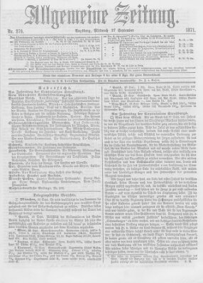 Allgemeine Zeitung Mittwoch 27. September 1871