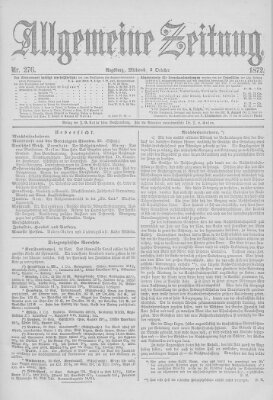 Allgemeine Zeitung Mittwoch 2. Oktober 1872