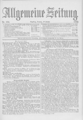 Allgemeine Zeitung Sonntag 20. Oktober 1872