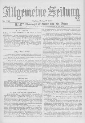 Allgemeine Zeitung Montag 21. Oktober 1872