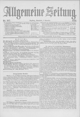 Allgemeine Zeitung Samstag 2. November 1872