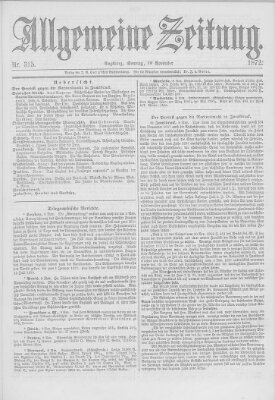 Allgemeine Zeitung Sonntag 10. November 1872