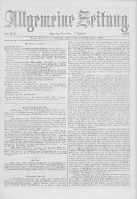 Allgemeine Zeitung Donnerstag 14. November 1872