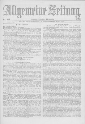 Allgemeine Zeitung Samstag 16. November 1872