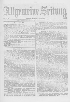 Allgemeine Zeitung Donnerstag 21. November 1872