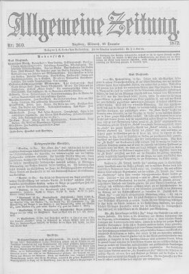 Allgemeine Zeitung Mittwoch 25. Dezember 1872