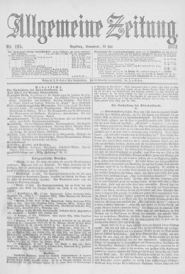 Allgemeine Zeitung Samstag 13. Juli 1872