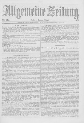 Allgemeine Zeitung Sonntag 4. August 1872