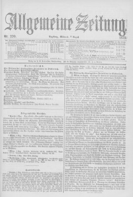 Allgemeine Zeitung Mittwoch 7. August 1872