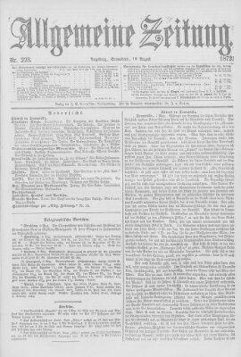 Allgemeine Zeitung Samstag 10. August 1872