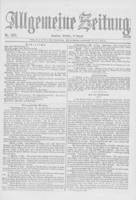 Allgemeine Zeitung Dienstag 13. August 1872