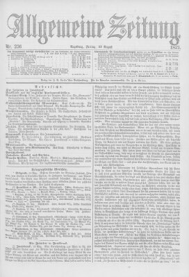 Allgemeine Zeitung Freitag 23. August 1872