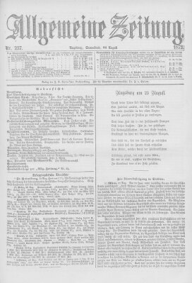 Allgemeine Zeitung Samstag 24. August 1872