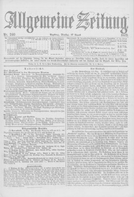 Allgemeine Zeitung Dienstag 27. August 1872