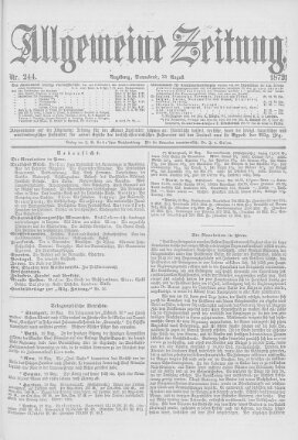 Allgemeine Zeitung Samstag 31. August 1872