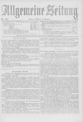 Allgemeine Zeitung Mittwoch 11. September 1872