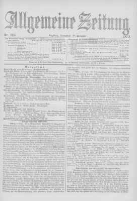 Allgemeine Zeitung Samstag 21. September 1872