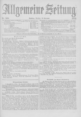 Allgemeine Zeitung Dienstag 24. September 1872