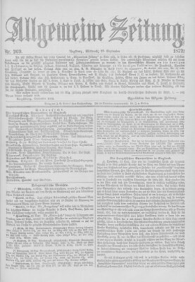 Allgemeine Zeitung Mittwoch 25. September 1872