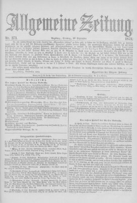 Allgemeine Zeitung Sonntag 29. September 1872