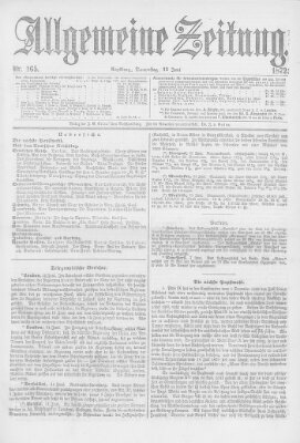 Allgemeine Zeitung Donnerstag 13. Juni 1872