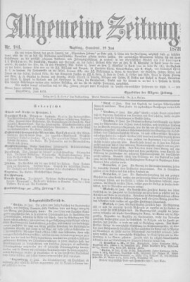 Allgemeine Zeitung Samstag 29. Juni 1872