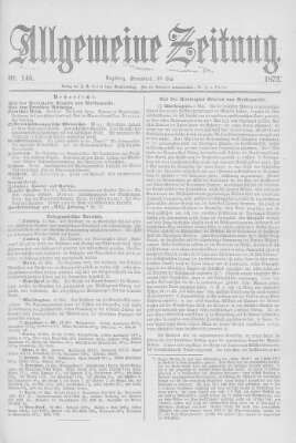 Allgemeine Zeitung Samstag 25. Mai 1872