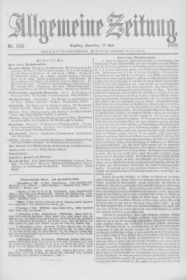 Allgemeine Zeitung Donnerstag 11. April 1872