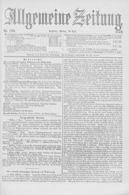 Allgemeine Zeitung Freitag 12. April 1872