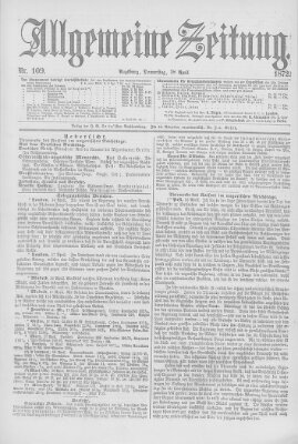 Allgemeine Zeitung Donnerstag 18. April 1872