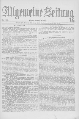 Allgemeine Zeitung Sonntag 21. April 1872