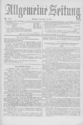 Allgemeine Zeitung Donnerstag 25. April 1872