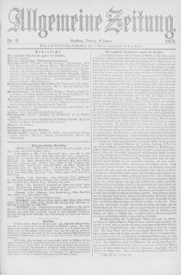 Allgemeine Zeitung Dienstag 9. Januar 1872