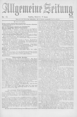 Allgemeine Zeitung Samstag 13. Januar 1872