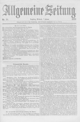 Allgemeine Zeitung Mittwoch 7. Februar 1872