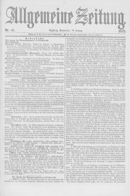 Allgemeine Zeitung Samstag 10. Februar 1872