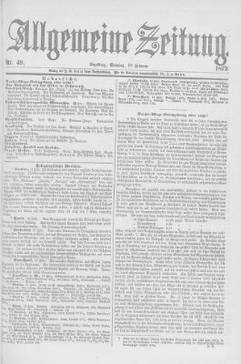 Allgemeine Zeitung Sonntag 18. Februar 1872