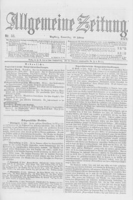 Allgemeine Zeitung Donnerstag 22. Februar 1872