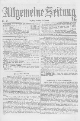 Allgemeine Zeitung Dienstag 27. Februar 1872