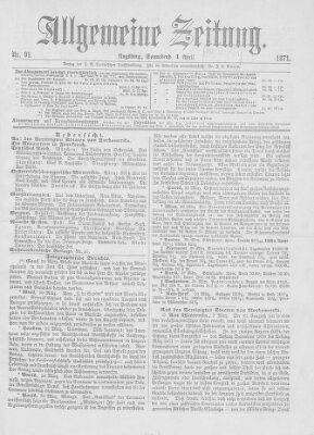 Allgemeine Zeitung Samstag 1. April 1871