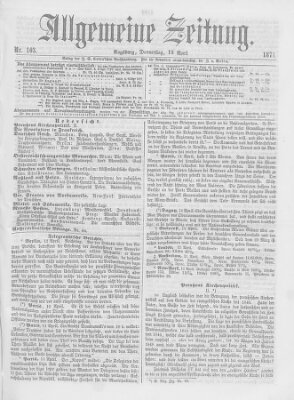 Allgemeine Zeitung Donnerstag 13. April 1871