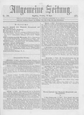 Allgemeine Zeitung Sonntag 16. April 1871