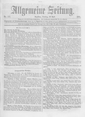 Allgemeine Zeitung Sonntag 23. April 1871