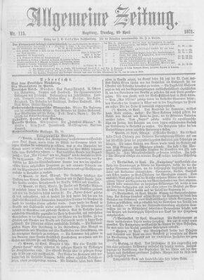 Allgemeine Zeitung Dienstag 25. April 1871