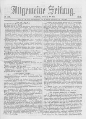 Allgemeine Zeitung Mittwoch 26. April 1871