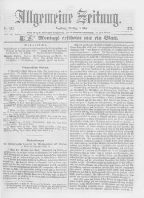 Allgemeine Zeitung Montag 1. Mai 1871